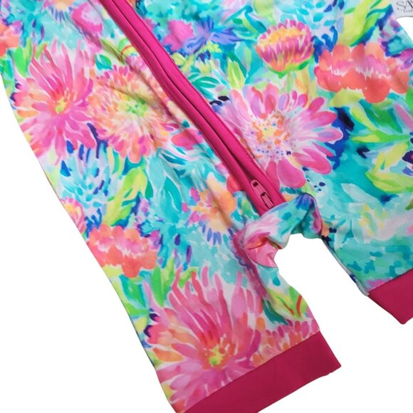 NEW SAS Bamboo Baby Girls Shortie One Piece Floral Lovely Lily Zip Romper 0-3 Mo - Picture 9 of 10